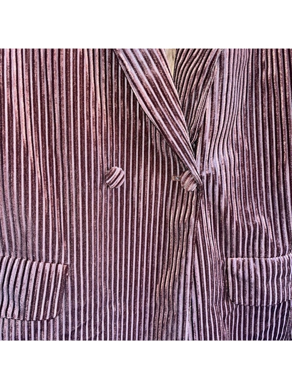 NWT Nasty Gal Striped Ribbed Velvet Say It Blazer Women 10 Button Pockets Lined - Picture 3 of 9